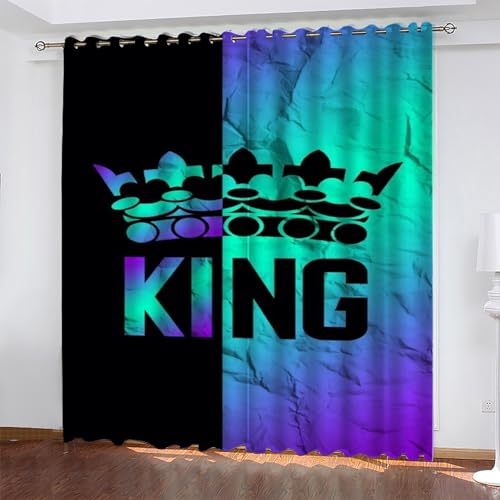 Krone Gardinen Paar Vorhänge Blickdicht, Blackout Curtain, Lärmschutzvorhang, Geeignet für Haus Balkon Kinderzimmer, Schlafzimmer Wohnzimmer Fenster, H 175 x B 140 cm, 2 Stück von KaiHeBeding