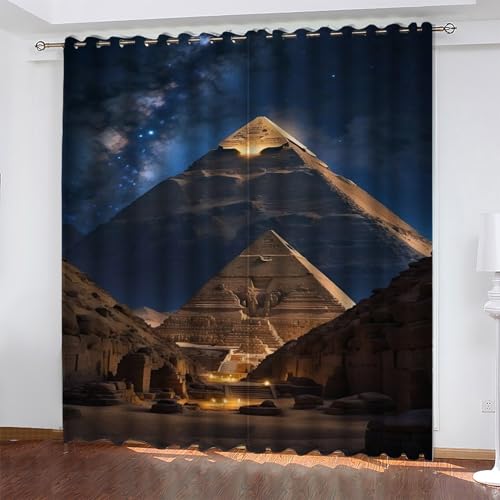 Pyramide Gardinen Sternenhimmel Vorhänge Blickdicht, Blackout Curtain, Lärmschutzvorhang, Geeignet für Haus Balkon Kinderzimmer, Schlafzimmer Wohnzimmer Fenster, H 175 x B 140 cm, 2 Stück von KaiHeBeding