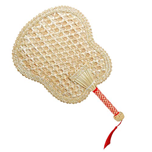 Kailinst Handgewebter Fächer, natürlicher Fächer, Weizenstroh-Handfächer, Stroh-Handfächer, Handfächer für Damen, faltbar, geeignet für Sommer, Strand, Dekoration (19,6 cm Wegerichfächer) von Kailinst