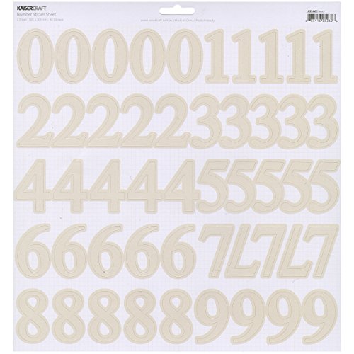 Number Stickers 12"X12"Sheet-Ivory 1.75" von Kaisercraft