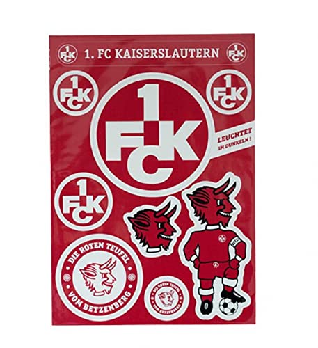 Kaiserslautern FCK 1.FC Aufkleberbogen nachtleuchtend 9er Set Aufkleber Sticker - Plus Lesezeichen I Love, mehrfarbig, Einheitsgröße von Birgus