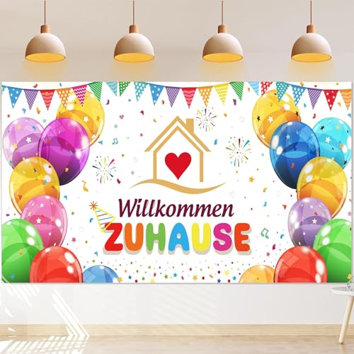 Kaisibum Willkommen Zuhause Banner, 180 * 110cm Herzlich Willkommen Girlande Herzlich Willkommen Schild Willkommen Zuhause Baby Rückkehr Familienfeiern für Baby Ehefrau Herzlich Willkomme von Kaisibum