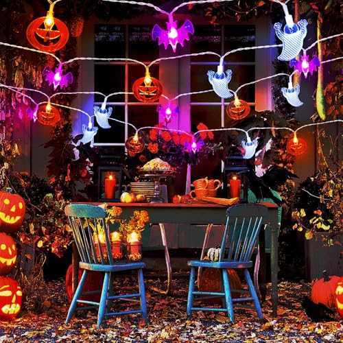 Kaket Halloween String Lights, 3M Halloween Fairy Lights, Pumpkin Ghost Bat Halloween Decorations Lights, Halloween LED String Lights for Outdoor Indoor, Operated Halloween Decorations (Ghost) von Kaket