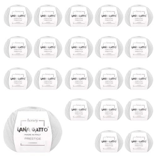 10 Garn zum Stricken und Häkeln 100% Kaschmir Lana Gatto Luxury Prestige Line, 500 gr. 1500 mt, (Grau - 12504, 20) von Kalapanta