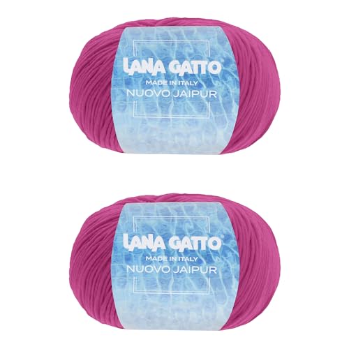 Baumwollgarn Lana Gatto Linie Nuovo Jaipur, 100% Baumwolle zum Stricken oder Häkeln, 2 Knäuel Länge 200m für 100g Baumwolle (Rosa, 2) von Kalapanta