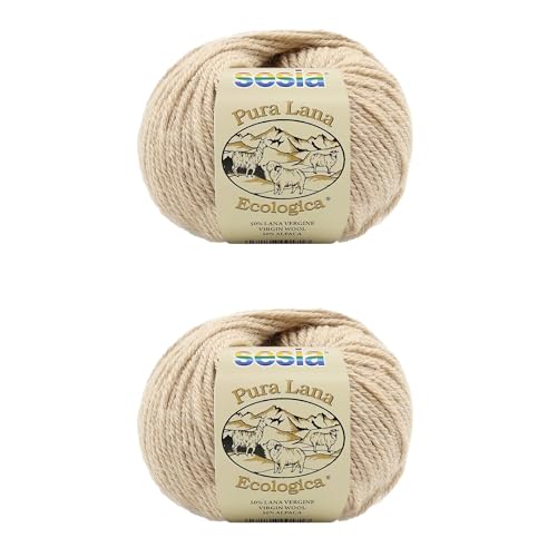 Bio-Schurwolle und Alpaka, 2 Knäueln, 170m/100 g., Nadeln 5-5.5, Sesia Lana Ecologica (2, Beige - 0053) von Kalapanta