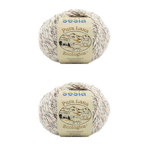 Bio-Schurwolle und Alpaka, 2 Knäueln, 170m/100 g., Nadeln 5-5.5, Sesia Lana Ecologica (2, Beige - 0606) von Kalapanta