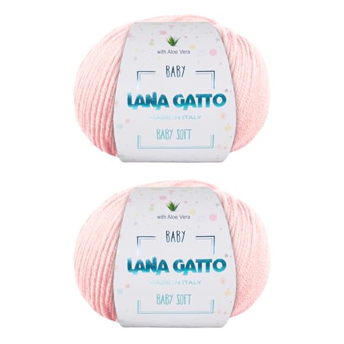 Wolle zum Stricken oder Häkeln 100% Merinowolle Extrafine von Lana Gatto. Baby Soft Linie Kinder, Neugeborene natürlich mit Aloe Vera (2, Rose - 13210) von Kalapanta