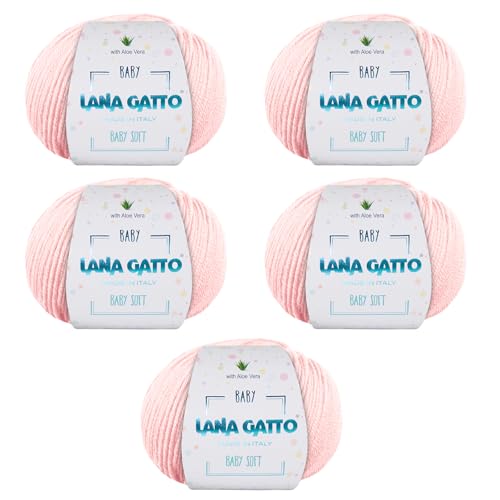 Wolle zum Stricken oder Häkeln 100% Merinowolle Extrafine von Lana Gatto. Baby Soft Linie Kinder, Neugeborene natürlich mit Aloe Vera (5, Rose - 13210) von Kalapanta