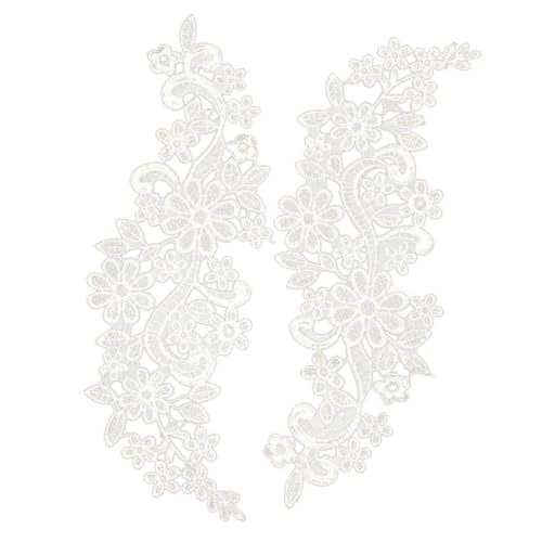 1 Blumenpeer Venedig Spitze Applique gestickt Guipure Hochzeit Spitzenmotiv Trimm Weiß 30x10 cm, Spitze von Kalastussaari