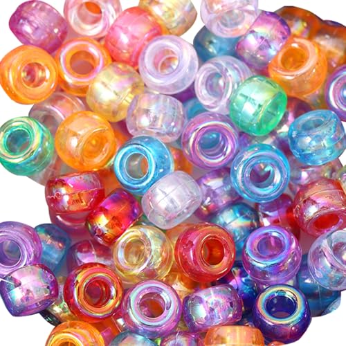 10 Set 1000pcs/Pack Glitter Pony Perlen 0.35 Durchscheinende Pony Perlen Bulk Kreative DIY Pony Perlen für Handwerk, Schmuck, Armbänder und Haarflügel Pony Beads Bulk von Kalastussaari