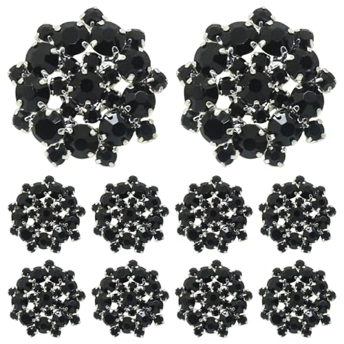 10 pcs Strassknöpfe Schwarze Kristall dekorative Knöpfe 22mm Legierungsknöpfe für DIY -Schmuck Hochzeit Dekoration Braut Bouquet Einladungen Haarzubehör von Kalastussaari