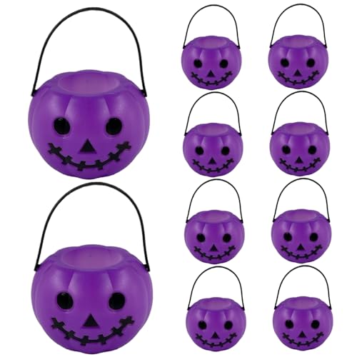 10pcs Halloween Kürbiseimer Purple Teufel Kürbis Bonboneimer Plastik von Kalastussaari