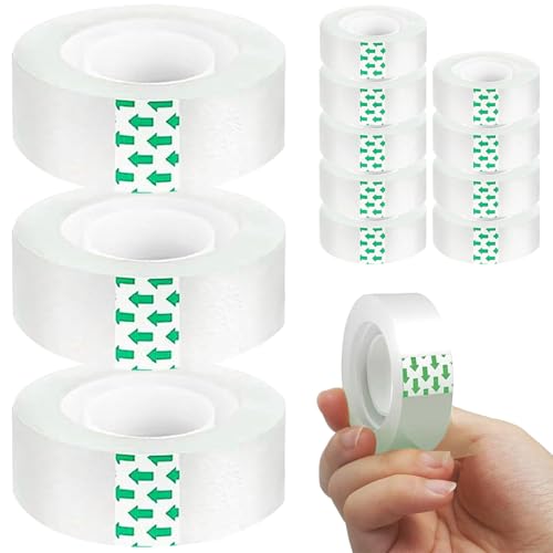 12pcs Clear Tape 82ft Langes Bopp -Klebeband mit 0,7 '' Breite Starke Haftung transparenter Klebebandspender Nachfüllrollen mit ausgezeichneter Haltestrom für das Versiegelungs- und Beschriftungsband von Kalastussaari