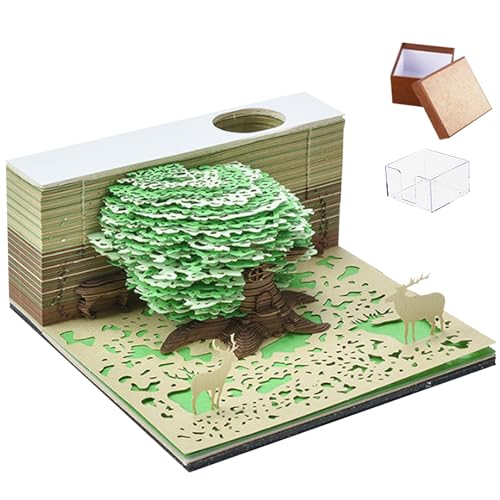 3D -Memo -Pad mit Display -Hülle Baumform Dekorative 3D Notepad Office Wohnzimmer Schreibtisch Memo -Pad Geschenk für Kollegen Freund, Green, 3D Memo Pad von Kalastussaari