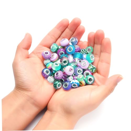 54pcs große Lochperlen farbenfrohe 5-mm-Loch-Acryl-Strass-Perlen-Abstandshalter mit mehreren genutzten glänzenden europäischen Perlen für DIY-Bastel-Ohrring-Armband-Halskette Making Perlen Abstandsha von Kalastussaari