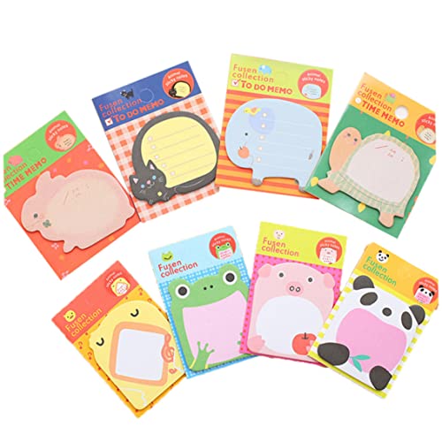 8 PCs Cartoontiere Form Selbststick Notizen Memo-Pads Frühstück Sticky Notes süße Nachricht Pad School Schreibwaren Geschenk für Kinder Selbstklebende Notizen von Kalastussaari