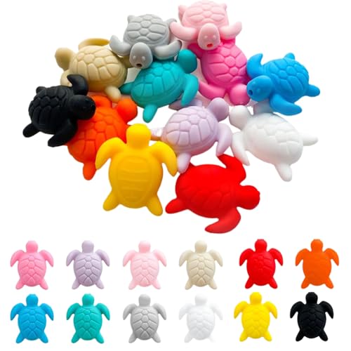 Cartoon Meeresschildkröte geformte Perlen 40pcs Silikon -Fokusperlen Tierperlen Bulk Kompakt Fokusperlen für Schmuck Making Armband Schlüsselbund Stiftperlen machen von Kalastussaari