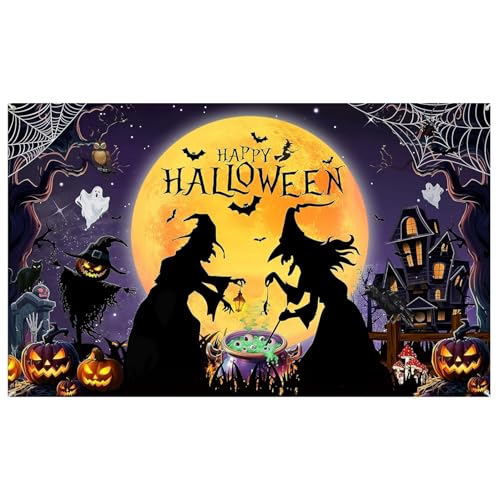 Halloween Garage Door Banner 16x7 Fuß Halloween Kulisse mit Haken und Seil, Horror Halloween Garagentorabdeckung für Halloween -Foto Hintergrund von Kalastussaari