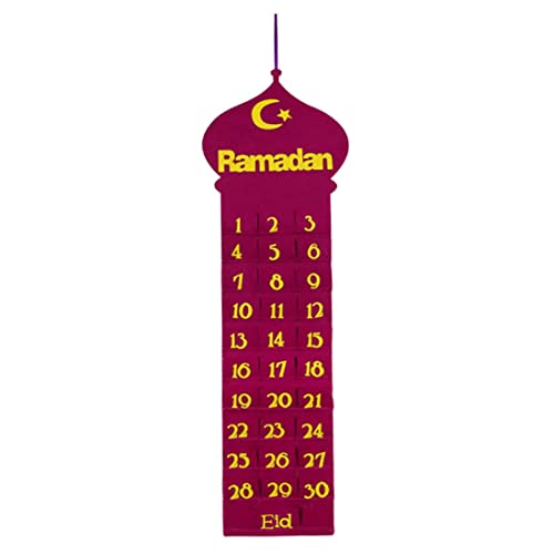 Holz Ramadan -Kalender, Eid Ramadan Mubarak Countdown -Kalender, 30 Tage bis Eid Adventskalender für home Eid Mubarak Tischdekor/Rot von Kalastussaari