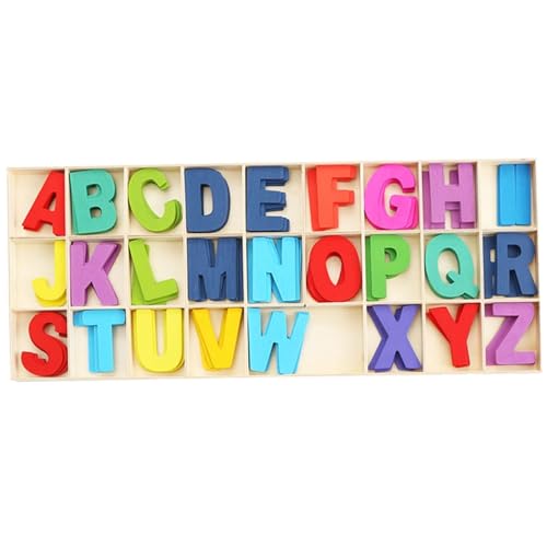 Kalastussaari Alphabet Briefe Spielzeug, Holz Alphabet Briefe Board, 26pcs Capital Alphabet Letters Blöcke Jigsaw Lernpädagogikspielzeug mit Aufbewahrungsfach für Kleinkinder Holz Alphabet Buchstaben von Kalastussaari