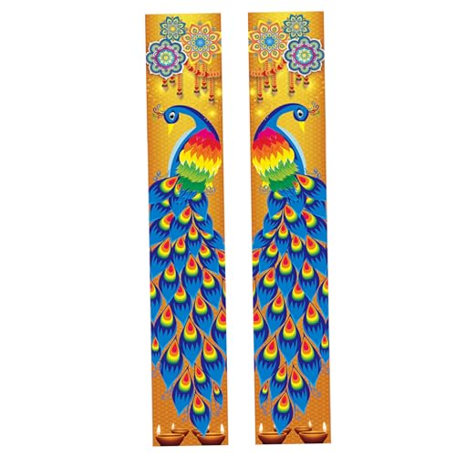 Kalastussaari Diwali -Dekorationen, Diwali -Veranda -Banner, Fade Resistant Peacock Porch Willkommensschild, indisches Festival der Lichter Dekorationen für Heimparty von Kalastussaari