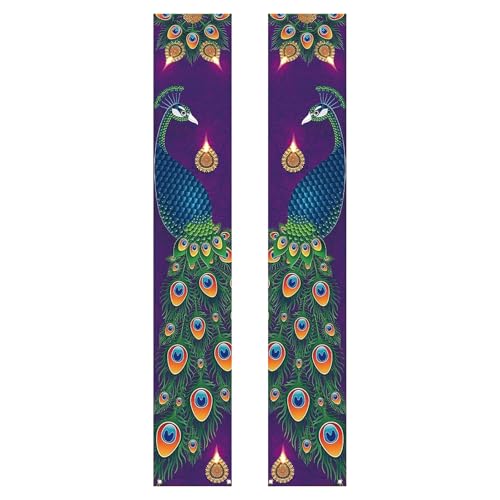 Kalastussaari Diwali Veranda Banner, Fade Resistant Peacock Front Veranda Willkommensschild, indisches Festival der Lichterdekorationen für Home Party von Kalastussaari