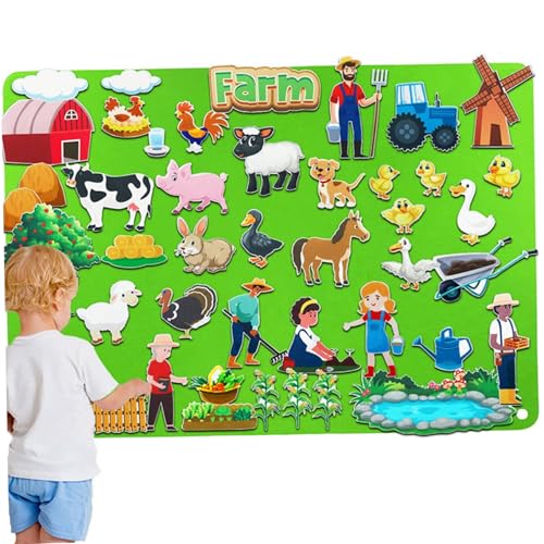 Kalastussaari Filz Story Board Farm-Themen 41 x 29,5 Zoll Filzboard für Kleinkinder, frühes Lernen interaktives Spiel Kit Wall hängen für Kleinkinder Kinder von Kalastussaari