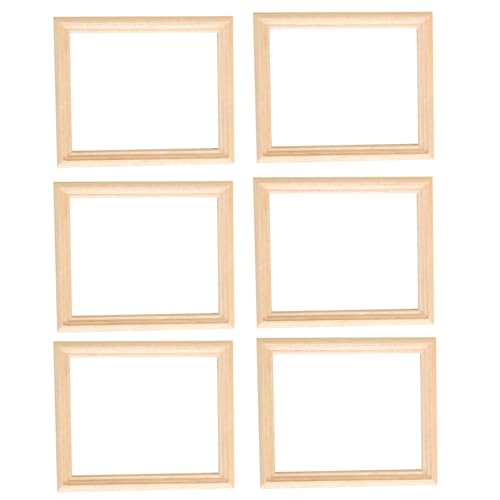 Kalastussaari Miniaturbildrahmen 6pcs Holz 1/12 Skala Puppenhaus Bildrahmen unvollendete DIY -Rechteck -Miniaturrahmen für Kindergarten Foto Requisiten Dollhouse Bilderrahmen von Kalastussaari