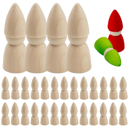 Kalastussaari Peg Dolls 30pcs 3 Zoll Naturhölzerne Peg Puppen unvollendete Holzstifte Puppenkörper kreative Peg Peg Peop von Kalastussaari