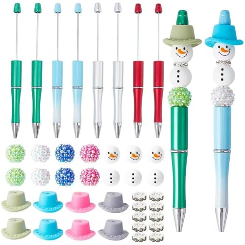 Kalastussaari Perlen -Stift -Kit, 8 Sets Weihnachten Schneemann -Perlenstifte Kit, DIY -Stift -Making -Kit mit Perlen, niedliche Perlenstiftversorgungen für Büroschule Geschenke Perlenstifte Kit von Kalastussaari