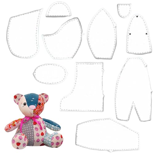 Memory Bear Nähmuster Vorlagen Lineal Set, 10pcs/Set Memory Bear Muster Vorlagen, Acryl -Quilt -Vorlage Schneidet für Heimnäht Kunsthandwerk/15x13inch von Kalastussaari