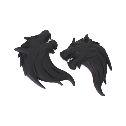 Metal Car Decal Wolf Head Totem Aufkleber Wolf Emblem Fahrzeugaufkleber Dekoration Black 1pair, Metal Car Decal von Kalastussaari