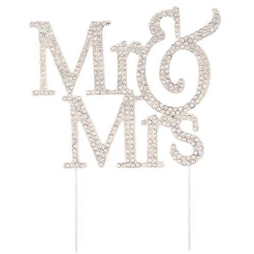 Mr und Frau Cake Topper, Silber Metal Hochzeitstorte Toper mit funkelnden Strasssteinen 8.6x5 Hochzeitstortendekorationen für Hochzeits- oder Jubiläumsfeier -Party -Lieferungen Hochzeitstorte Toper von Kalastussaari