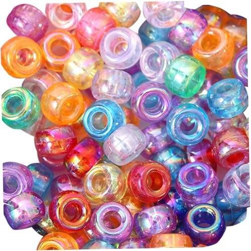 Ponyperlen, 1000 PCs Glitter klare Plastikperlen, 0,35 transparente Perlen, farbenfrohe Perlen für DIY -Handwerksschmuck -Armbänder, Haarflechten, Schlüsselanschläge Ornamente von Kalastussaari