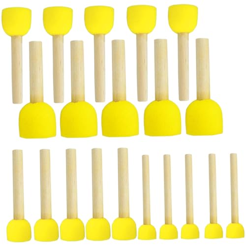 Round Schwamm Paint 20pcs 4 Größenschwamm Pinsel mit Holzgriff Frühschulpinsel für Kinder für Zuhause, Kindergarten, Vorschule Runde Schwammpinsel Pinsel von Kalastussaari