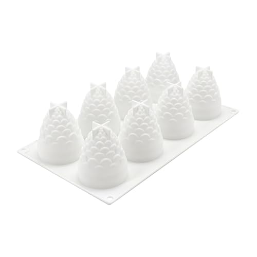 Tinecone Silikonformen, 8-Cavity-Weihnachtsfest-3D-Tincone-Kuchenform, Schokoladengelee-Süßigkeiten-Schimmelpilze, Süßigkeiten-Seife Backkegelschale für Kuchenmuffineisdekoration von Kalastussaari