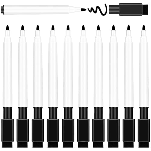 Trockener Erase -Marker mit Radiergummideckel 10pcs 4,5 Zoll Länge feiner Spitze Trockener Löschmarkierungen Schwarze Farbe Whiteboard -Marker für Schule, Büro, Besprechungsraum Trockener Erase -Mark von Kalastussaari