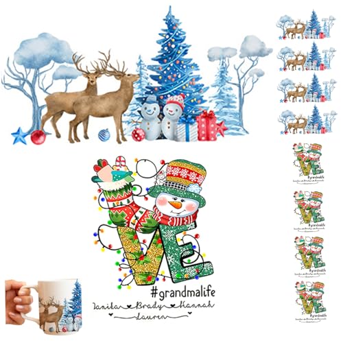 UV DTF Cup Wrap, 10pcs Weihnachten Thema UV -Transferaufkleber, Cartoon Santa Elch Rub auf Transfers -Abziehbilder für Tassenglas von Kalastussaari