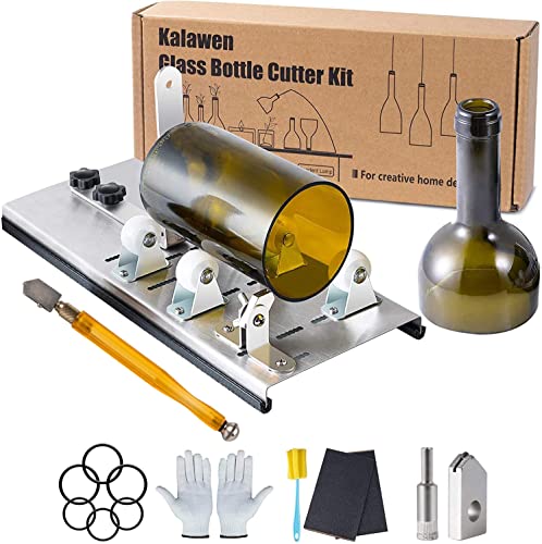 Glasschneider für Flaschen Kalawen Edelstahl Flaschenschneider 5 Verstellbares Rad Glasschneider Bottle Cutter Kit zur DIY Flaschen Pflanzmaschinen Kronleuchter aus Glas Kerzenständer von Kalawen