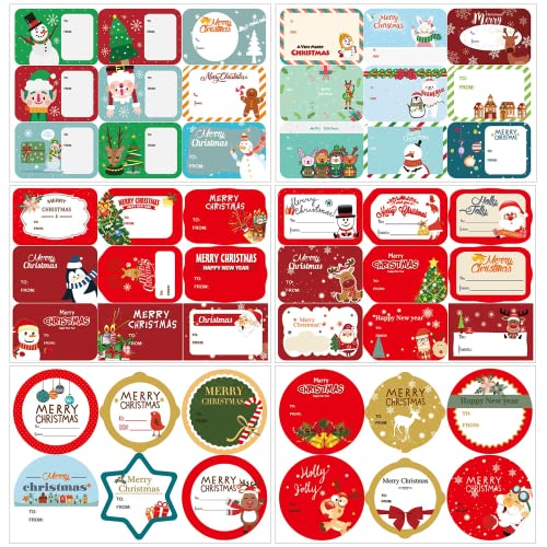 Kalolary 108 Stück weihnachtsaufkleber, Weihnachtssticker Weihnachten Sticker Aufkleber Geschenkaufkleber selbstklebend Weihnachtsanhänger Etiketten für Weihnachten Geschenk (96 Stück) von Kalolary