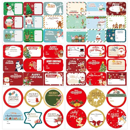 Kalolary Weihnachtsaufkleber, Weihnachtssticker Weihnachten Sticker Aufkleber Geschenkaufkleber Selbstklebend Weihnachtsanhänger Etiketten für Weihnachten Geschenk (96 Stück) von Kalolary