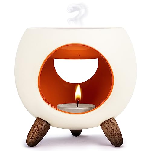 Kaloogo Sabai Scent Duftlampe Keramik für ätherische Öle – Elegantes Duftlicht – wackelfreies Design – perfekte Wärmeabgabe – hochwertige Duftlampe Teelicht – für Duftwachs und Duftöl (orange) von Kaloogo