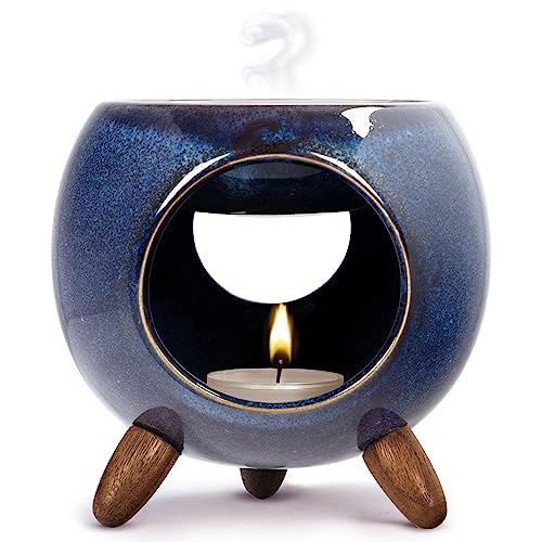 Kaloogo Sabai Scent Duftlampe Keramik für ätherische Öle – Elegantes Duftlicht – wackelfreies Design – perfekte Wärmeabgabe – hochwertige Duftlampe Teelicht – für Duftwachs und Duftöl (ozeanblau) von Kaloogo