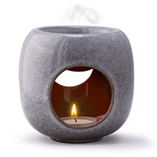 Kaloogo Sabai Scent Pure Duftlampe Keramik für ätherische Öle – minimalistisches Duftlicht – perfekte Wärmeabgabe – hochwertige Duftlampe Teelicht – für Duftwachs und Duftöl – Aromalampe (Aschgrau) von Kaloogo