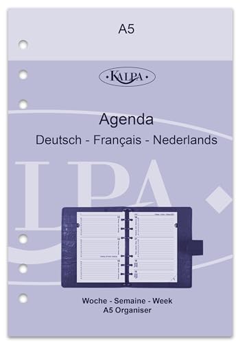 Kalpa 6 Ringbuch Agenda Nachfüllen Personal Organizer Terminplaner Einlage Kalendereinlage, 2024, A5, 1 Woche auf 2 Seiten von Kalpa