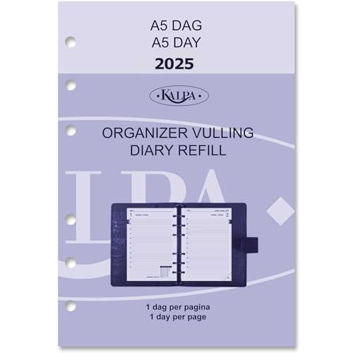 Kalpa 6 Ringbuch Agenda Nachfüllen Personal Organizer Terminplaner Einlage Kalendereinlage,2025, B7 Taschen, 1 Tag auf 1 Seite von Kalpa