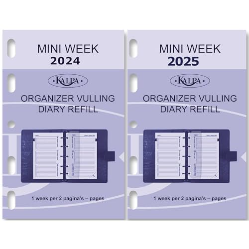 Kalpa 6 Ringbuch Agenda Nachfüllen Personal Organizer Terminplaner Einlage Kalendereinlage, 2025, Mini, 1 Woche auf 2 Seiten von Kalpa