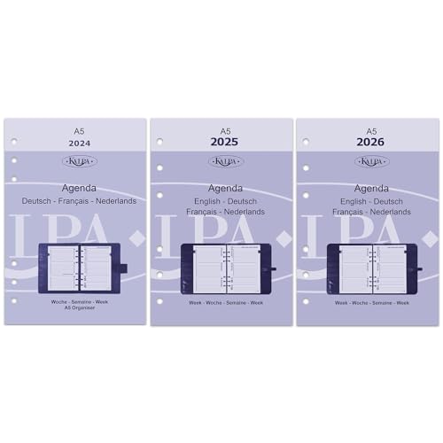 Kalpa 6 Ringbuch Agenda Nachfüllen Personal Organizer Terminplaner Einlage Kalendereinlage, 2025 2026, A5, 1 Woche auf 2 Seiten von Kalpa