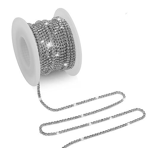 Kristall Strass Kette, Kristall Strass Schlieen Kette, Klar Trimmen Klaue, Trimmen Krallenkette, Kristall-Strasskette Klar, für DIY, Nähen, Basteln, Schmuckherstellung, 10mx2mm - Silber von Kalsey